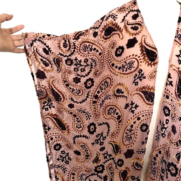 Japna Velvet Burnout Floral Paisley Cape Shawl Tassel Fringe Kimono Boho Chic M - Picture 5 of 9